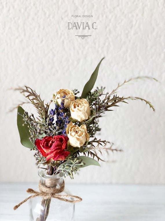 Mini Dried Flower Tabletop With Glass Vase For Etsy