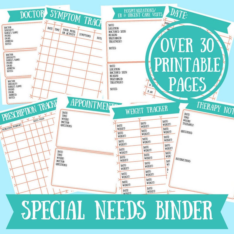 Medical Binder Printable Special Needs Chronic Illness 30+ Pages ...