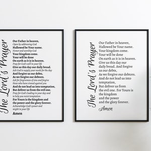 The Lord&#39;s Prayer Simple Two Versions Printable Digital Wall Art Instant Download