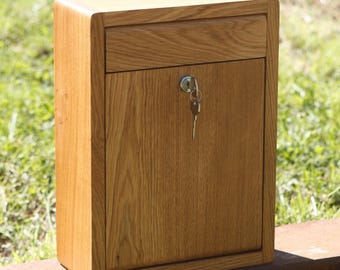 "Nicole" mailbox made of solid oak, treated with linseed oil, for large letters, NEW