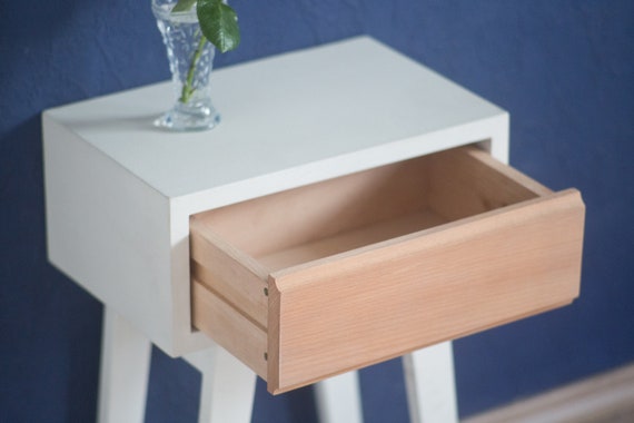 Design Dresser Bedside Table Beech White Small With Drawer Etsy