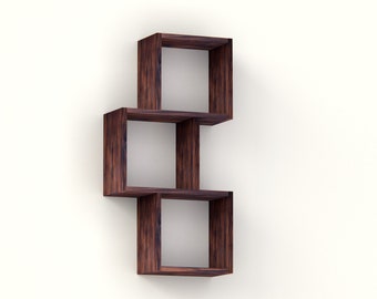 Wall shelf Bookcase "Steps" made of walnut tree (pictured) or other types of wood NEW
