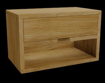 Nachtkastje hangend in massief hout "Modestus", verschillende breedtes NIEUW