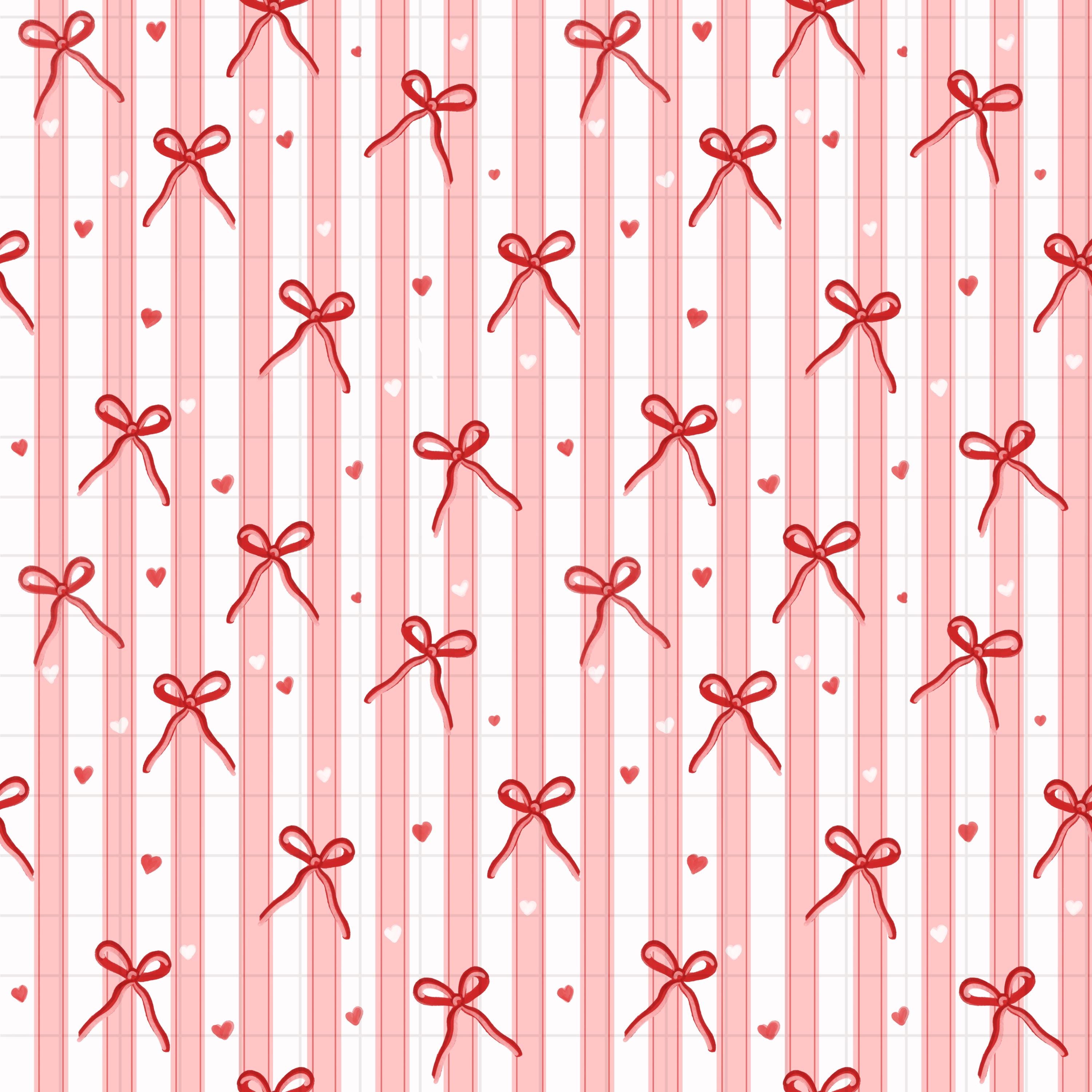 Pink Bow Heart Seamless Pattern | Valentine Digital Paper (12x12” 300 ...