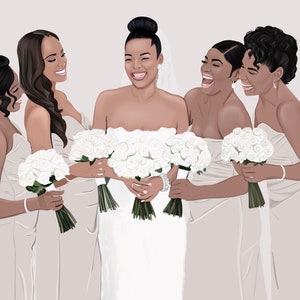 Custom Wedding Cartoon Portrait | Bride and Groom | Bridesmaid Gift | Personalized Couple Portrait | Digital Download
