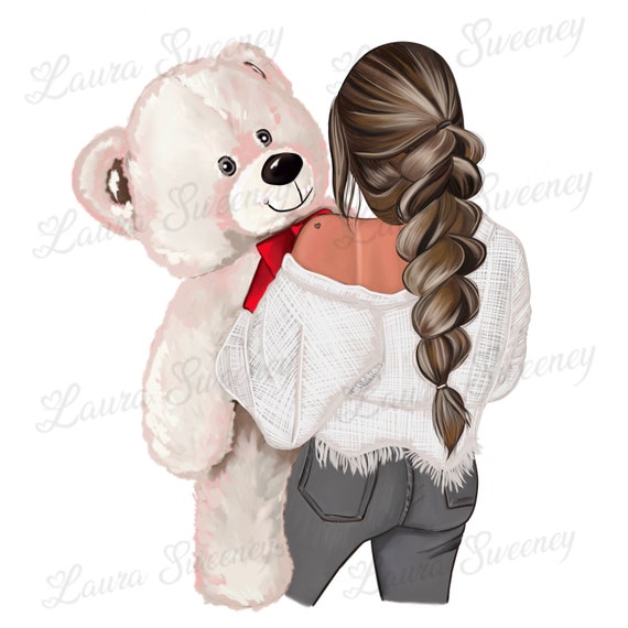 Cute Girl With Teddy Bear Clipart, Teddy Bear Clipart, Plush Teddy