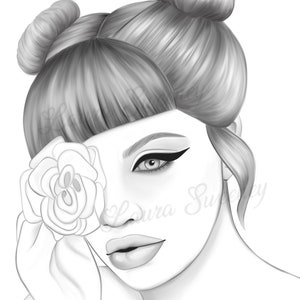 Printable Coloring Pages, Pretty Girls and Flowers, Digital Instant Download - Etsy