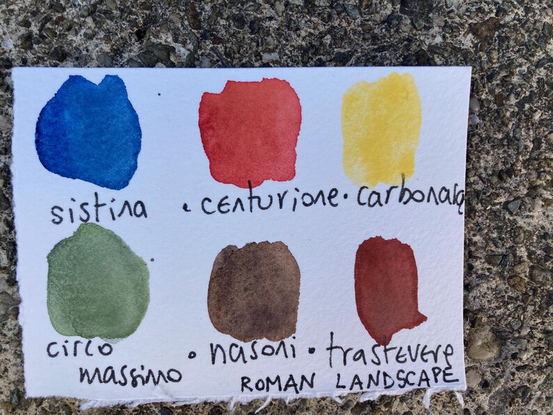 Romanesque Colors ROMAN LANDSCAPE PALETTE of 6 Handmade Watercolor Paints in Half Pans ...