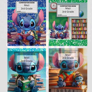 La cubierta del cuaderno de composición con tema de puntada se puede descargar digitalmente y se puede cambiar el tamaño y poner el nombre de cualquier niño en la etiqueta.