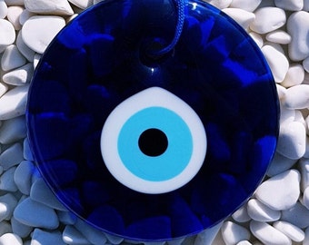 Blue Evil Eye Wall Hanging, 11 cm (4.3 inches), Christmas Gifts Nazar Boncuk, Blue, Greek Turkish Eye, Protection