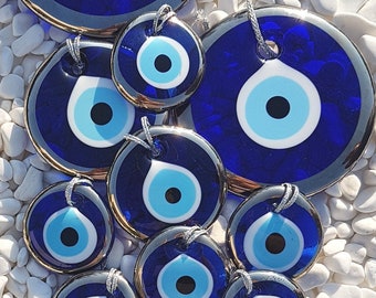 Evil Eye Wall Hanging, Christmas Ornaments Evil Eye, Silver Color, Christmas Gifts Home Decor, Holiday Decorations ALL SIZES