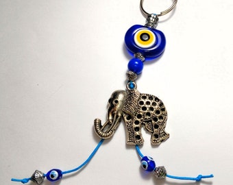 Elephant Keychains | Evil Eye Keyring With Sprit Elephant | Nazar Boncuk, Turkish Greek Eye, Promotion Gift, Bag Charm