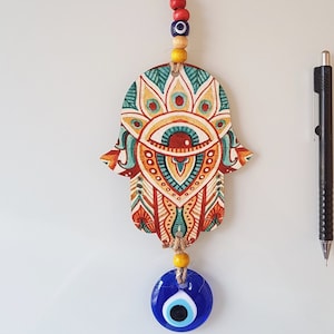 Hamsa Evil Eye Wood Wall Hanging: Protective Home Decor