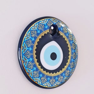 Ojo de cristal pintado a mano de 12,7 cm para colgar en la pared, regalo personalizado, letra manuscrita vintage, liquidación final. Precio: 2 USD.