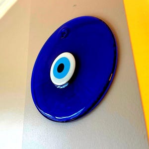 Giant Glass Evil Eye Wall Hanging, Big Size Evil Eye Wall Decor, Protection Home Decor, Amulet, Nazar, Blue Eye