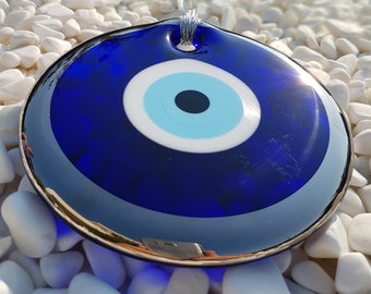 13 cm Evil Eye Wall Hanging Silver Wall Decor, Evil Eye Decor, Evil Eye Home Decor, Holiday Decorations 13 cm (5.1 inches)