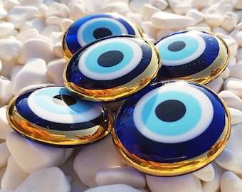 100 pcs Evil Eye Magnet Golden, 4 cm (1.57 inches) diameter, Turkish Greek Eye, Favor, Nazar Boncuk,  Bomboniere, Wedding favors for guests