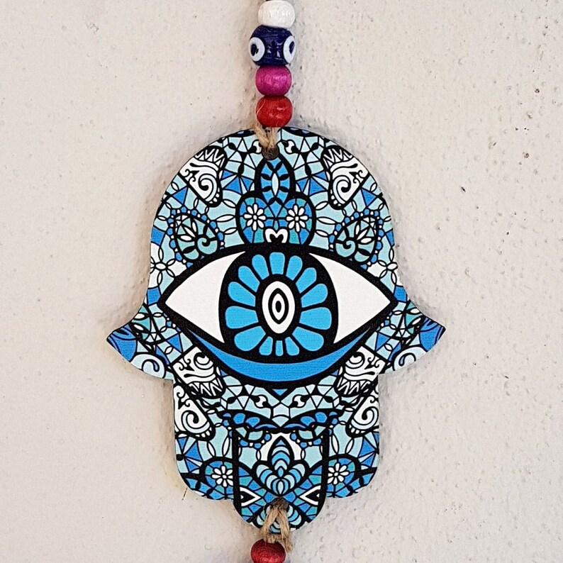 Hamsa and Evil Eye Wall Hanging Nazar Boncuk Hand of | Etsy