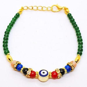 Blue Evil Eye Bracelet: Nazar Boncuk Bangle, Greek Jewelry