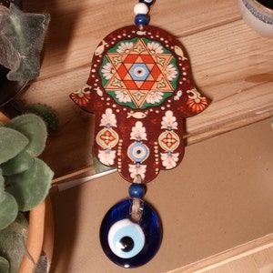 Hamsa and Evil Eye Wall Hanging, Home Decor Gift, Hamsa Evil Eye Wall Art, Housewarming Gift, Hand of Fatima, Mothers Day Gift, Gift for Her