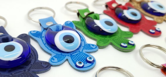 Turtle Evil Eye Keychain, Nazar Boncuk, Turkish / Greek Eye