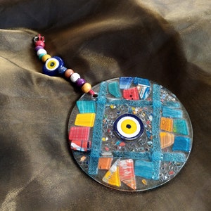 Handmade Evil Eye Wall Hanging |  Modern Protection Charm Home Decor | Door Hanging | Amulet, Blue Eye, Mothers Day Gift