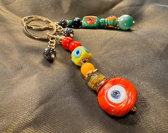 Custom Natural Stone Keychain | Unique Evil Eye Keyring | Mothers Day Gift | Evil Eye Keychain | Gift for Mom | Nazar Keyring