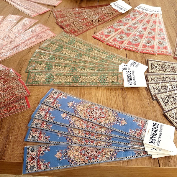 10 Pieces Handmade Fabric Bookmark Oriental Carpet, Turkish Rug, Oriental Pattern, Woven Rug, Traditional Kilim