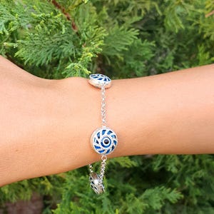 Handmade 925 Sterling Silver Evil Eye Bracelet, Evil Eye Jewelery for Protection