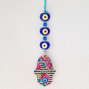 Adornos de vidrio para colgar en la pared con Hamsa y mal de ojo, opción de regalo, letra manuscrita vintage, liquidación final. Todo por 2 USD.