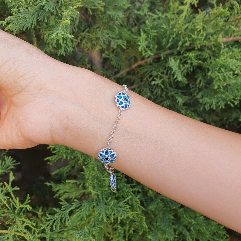 Evil Eye Bracelet Silver 925 Sterling Silver Protection Etsy