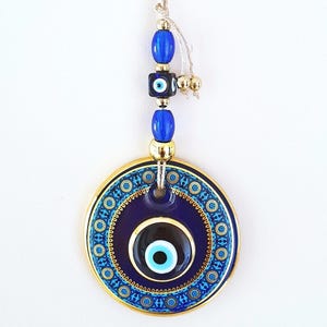 Handmade Glass Evil Eye Wall Hanging, Evil Eye Wall Decor, Housewarming Gift, Protection, Amulet, Blue Eye, Greek Eye, Turkish Eye
