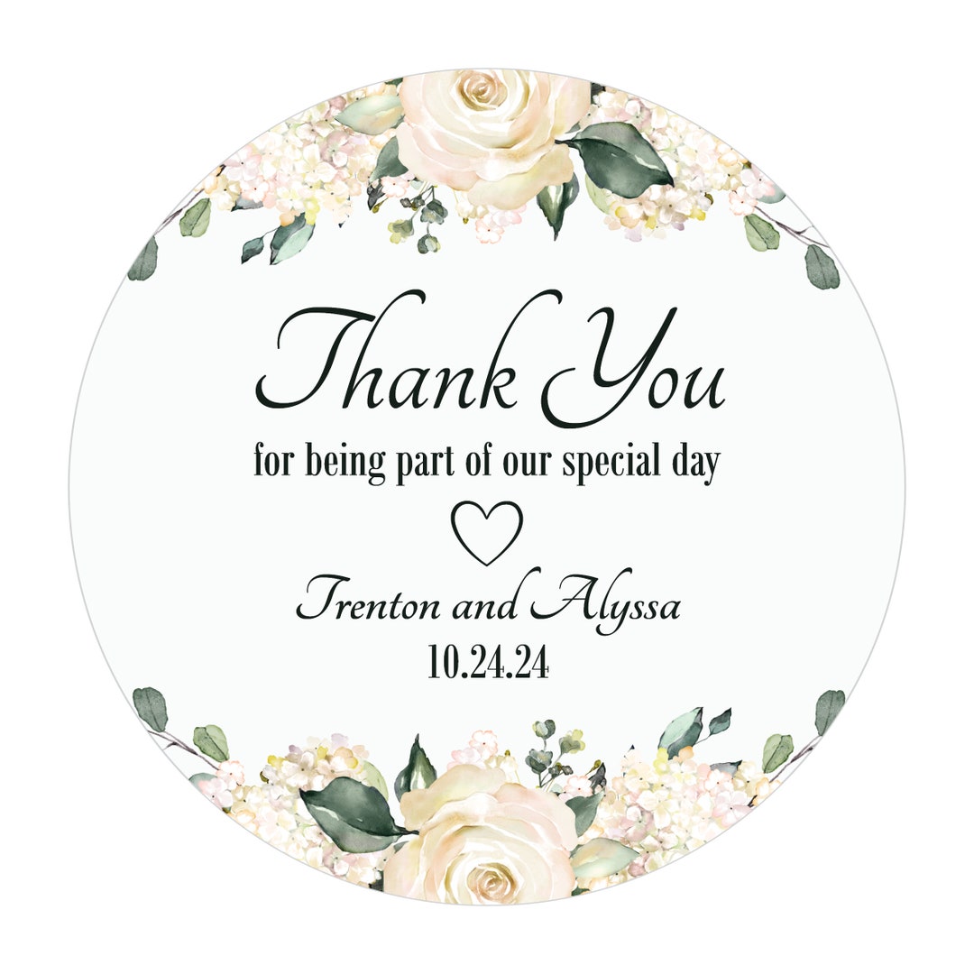 Wedding Favor Stickers, Wedding Thank You Stickers, Personalized Favor