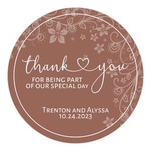 Terracotta Wedding Favor Stickers, Fall Wedding Thank You Stickers, Personalized Favor Labels, Boho Minimal Wedding Stickers for Favors