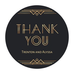 Art Deco Thank You Stickers, Wedding Favor Stickers, Personalized Favor Labels, Birthday Stickers for Favors