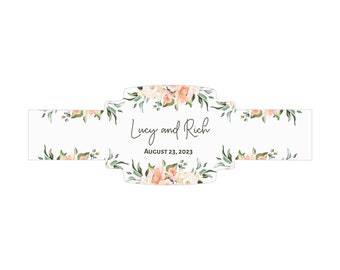 Wedding Cigar Labels, Personalized Cigar Bands, Watercolor Floral Cigar Stickers, Wedding Cigar Favor, Pink Flowers, Matchbox