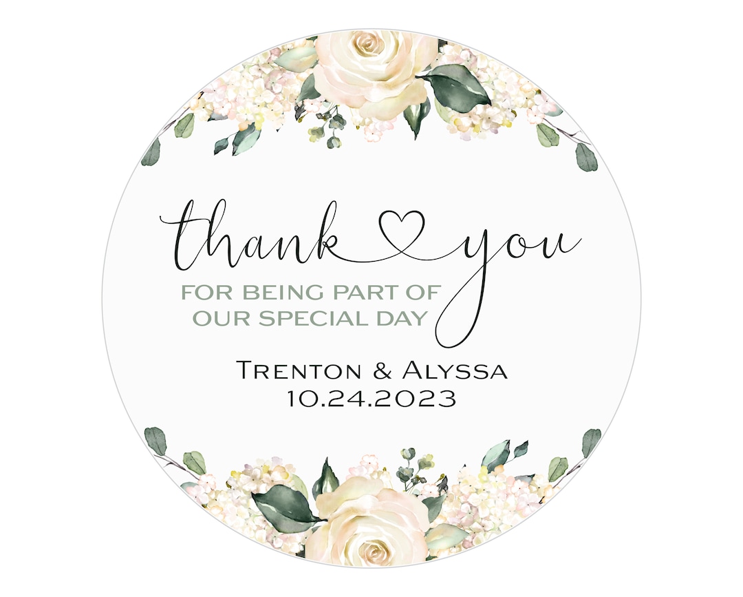 Thank You Wedding Reception Stickers, Custom Wedding Favor Labels, Cus –  Sticker Art Designs