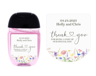 Wildflowers Mini Hand Sanitizer Label, Wedding Thank You Stickers, Colorful Spring Floral, Wedding Sanitizer, Garden Flower, 63 Labels