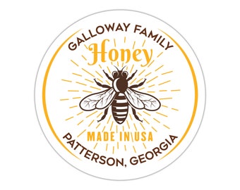 Honey Jar Labels  - Honey Bee - 1.5" - 10" Inch