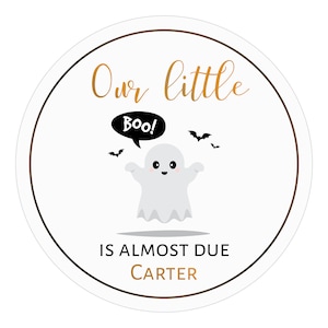 Our Little Boo is Almost Due Baby Shower Favor Stickers, Personalized Favor Labels, Thank you Stickers, Ghost Halloween Theme