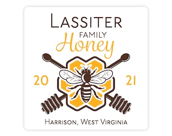 Honey Labels  - Personalized Jar Stickers - 1.5" - 10" Inch