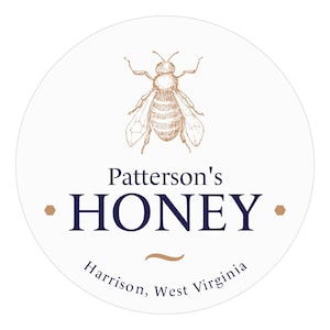 Homemade Honey Jar Labels, Honey Labels for Jars, Honey Jar Stickers, Bee Stickers, Bee Label, 1.5&quot; - 10&quot; Inch
