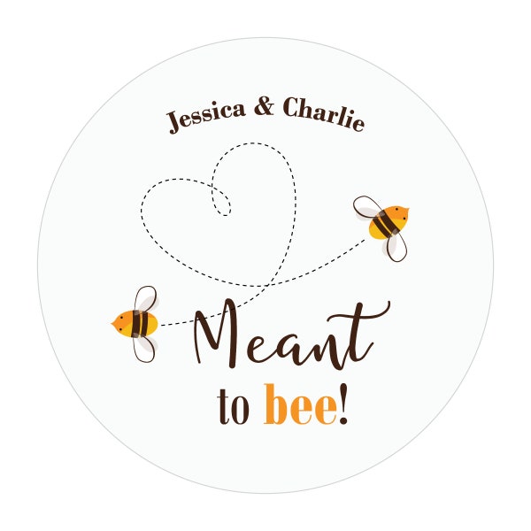 Meant to Bee Wedding Favor Stickers, Wedding Thank You Stickers, Personalized Favor Labels, Bumblebee, Honey Bee, Heart