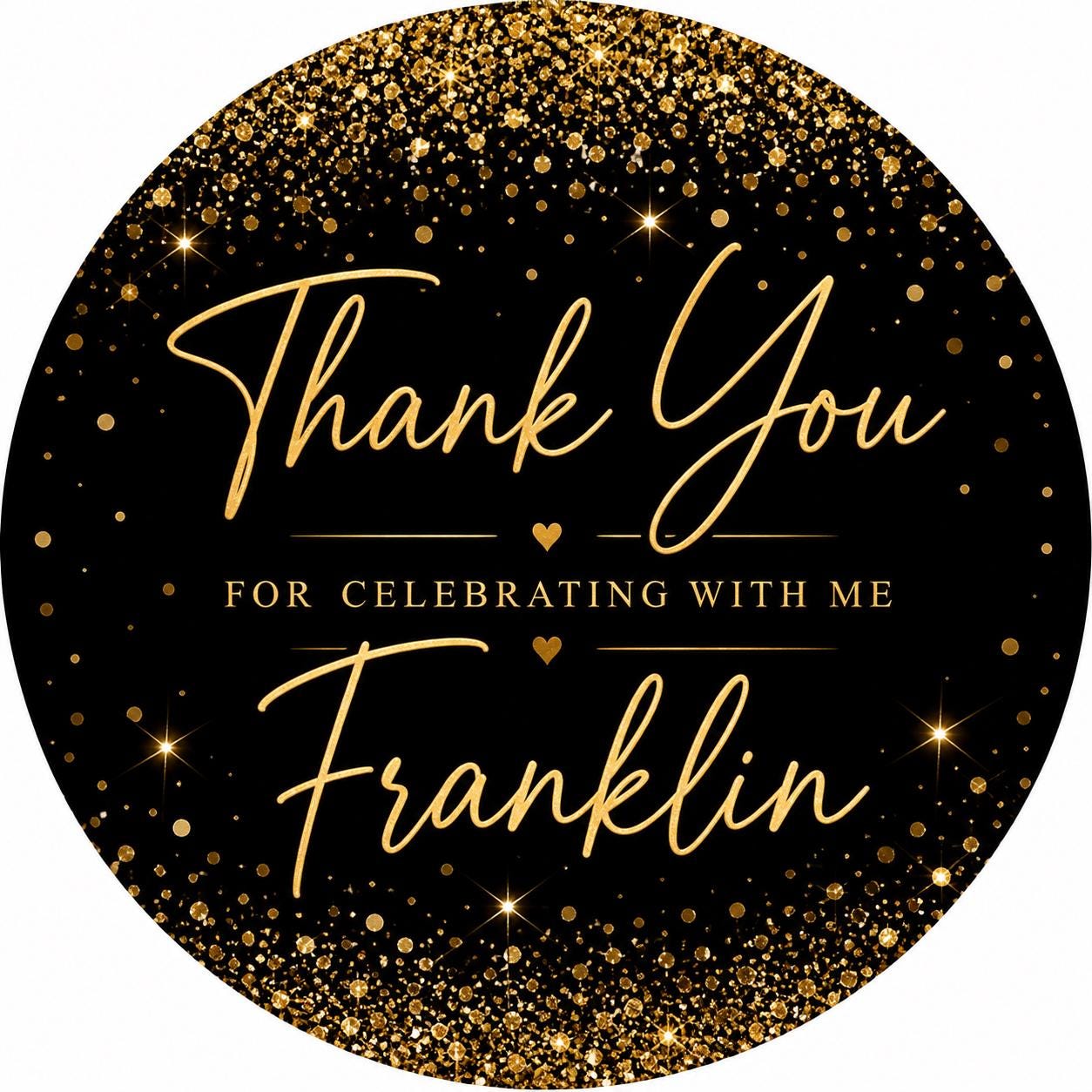 Black and Gold Thank You Stickers With Sparkles - Etsy