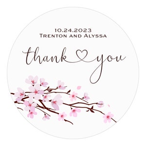 Cherry Blossom Wedding Favor Stickers, Wedding Thank You Stickers, Personalized Favor Labels, Wedding Stickers Favors, Pink Floral Sticker