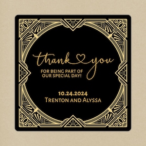 Art Deco Wedding Favor Stickers, Wedding Thank You Stickers, Personalized Favor Labels, Wedding Stickers for Favors