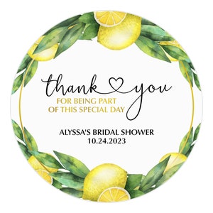 Lemon Bridal Shower Favor Stickers, Wedding Thank You Stickers, Personalized Favor Labels, Wedding Stickers for Favors