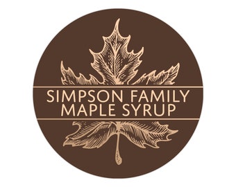 Maple Syrup Labels, Syrup Bottle Label, Maple Syrup Stickers, Personalized Maple Leaf Labels - Waterproof - 1.5" - 10" Inch