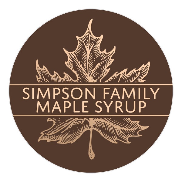 Maple Syrup Labels, Syrup Bottle Label, Maple Syrup Stickers, Personalized Maple Leaf Labels - Waterproof - 1.5" - 10" Inch