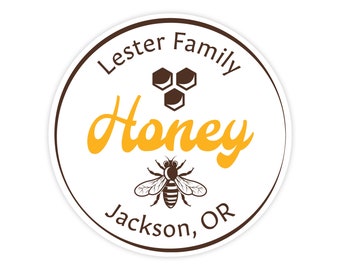 Honey Labels for Jars  - Honey Bee - 1.5" - 10" Inch